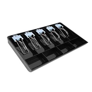 Money Tray Cash Register Drawer Insert Tray Portable Currency Till Replacement Money Organizer Storage Box with 5 Bills 4 Coins Compartments (5 Bills 4 Coins Metal Clip)