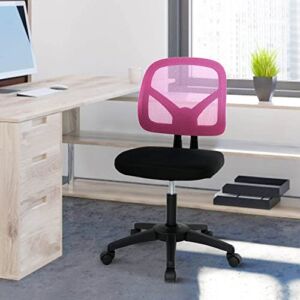 Office Chair Desk Chair Ergonomic Office Desk Chair Mid-Back Support Computer Chair Swivel Rolling Study Chair Armless Adjustable Height Task Mesh Chairs Home Office Desk Chairs for Adults Kids Pink