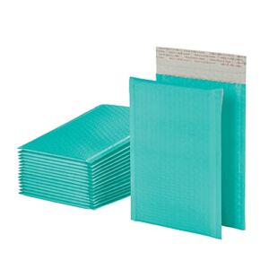 Quality Park Bubble Mailers, 6 x 9 Shipping Envelopes, Water Resistant Teal Poly Padded Envelopes, Redi-Strip Peel Off Closure, 50 Per Box (QUA85857)