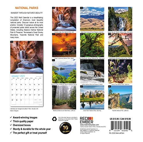 RED EMBER Untamed & Beautiful National Parks 2023 Hangable Monthly Wall Calendar | 12″ x 24″ Open | Thick & Sturdy Paper | Giftable | Wander Through Nature’s Beauty | The Storepaperoomates Retail Market - Fast Affordable Shopping