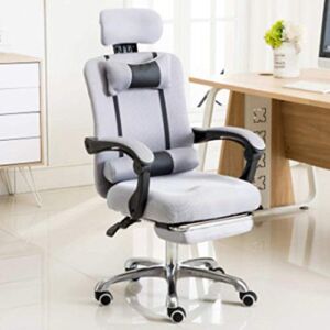 Gmlmes Computer Chairs Reclining High Back Office Chairs Height Adjustment Desk Chairs with Armrest Headrest and Footrest Gaming Chairs with Nylon Feet for Adults Men Women (Grey)