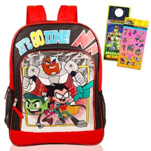 Teen Titans Backpack for Boys Set – Bundle with 16″ Teen Titans Go Backpack, Stickers, More | Teen Titans Backpack for School