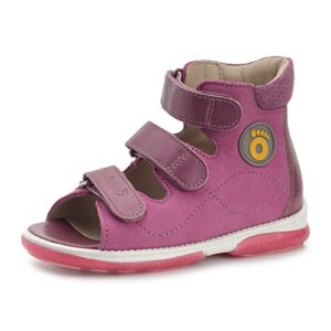 Memo Betti Corrective Orthopedic High-Top AFO Leather Sandal, Hot Pink, 22 (6.5 M US Toddler)