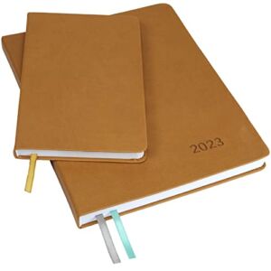 2023 Planner: Extra Thick Paper 8″x10″ Resolute Planner with, 14 Months (November 2022 Through December 2023) Weekly Calendar/Weekly Planner Organizer with 5″x8″ Journal (Brown)