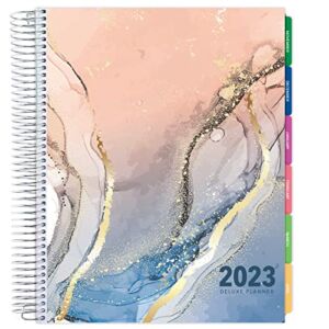 Deluxe Planner: 14 Months (Nov 2022 Through Dec 2023) 8.5″x11″ Includes Page Tabs, Bookmark, Planning Stickers, Pocket Folder Daily Weekly Monthly Planner Yearly Agenda (Colorful Marble)