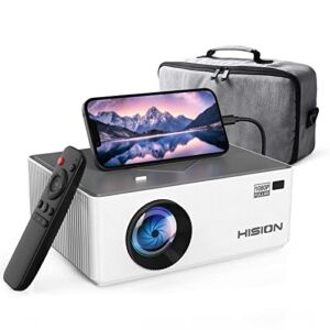 HISION Portable 1080P Projector with Projector Case(Include Projector and Projector Bag)
