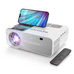 WEWATCH 4K FullHD WiFi6 Projector – V53Pro 4K Support 280 ANSI Lumens Native 1080P 230″ Project Size Portable Outdoor Projectors, Bluetooth Movies Video Projector, Compatible with HDMI,TV Stick,USB