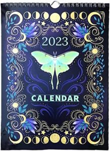 Mysterious Dark Forests Lunar Calendar,2023 11″ x 8″ Waterink Wall Hanging Calendars with 12 Illustrations Animals Calendars Wheel of Phase Astrology Art Home Office Decor (B)