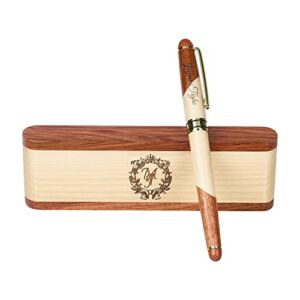 Custom Engraved Wood Pen Set, Executive Pen and Box With Free Personalization, Ballpoint Pen With Case For Gift (E)