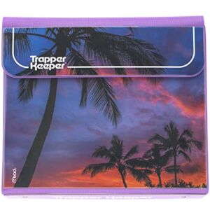 Trapper Keeper Binder, Retro Design, 1 Inch Binder Includes 2 Folders and Extra Pocket, Metal Rings and Spring Clip, Secure Storage, Palm Trees, Mead School Supplies (260038FDE1-ECM)