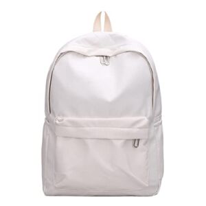 Back To School Supplies Student backpack Schoolbag Large Capacity Teen Boys Girls Backpack Solid Color Backpack (White)