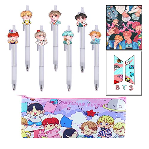 nmtaihp Anime School Supplies Set-6 PCS Gel Ink Pens 2 PCS Notebooks 1 Pencil Case Anime Pen Black Ink 0.5mm Ballpoint Pens Back to School Gifts | The Storepaperoomates Retail Market - Fast Affordable Shopping