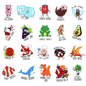 cobee Punny Rewards Stickers, 400 Pieces Funny Motivational Sticker Inspirational Punny Labels Positive Animal Stickers Cute Cartoon Decals for Classroom School Home Supplies
