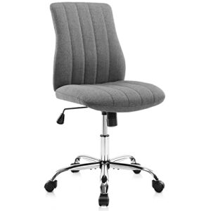 Desk Chair, Vanity Chair Cute Armless Desk Chair, Home Office Desk Chairs with Wheels Modern Fabric Upholstered Office Chair, Mid Back Computer Chair Adjustable Swivel Rolling Task Chair