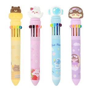 U Scinan 4Pcs Multicolor Pens Cute Cartoon 6-in-1 Retractable Ballpoint Pens-6 Vivid Colors in Every Pen (7359 Multi-4pcs)