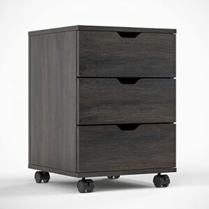 STARY Fully Assembled 3 Drawer Wood Rolling File Cabinet, Walnut