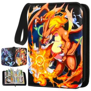 Card Binder Cards Holder 4-Pocket, Trading Card Games Collection Binder Case Book Fits 400 Cards With 50 Removable Sleeves