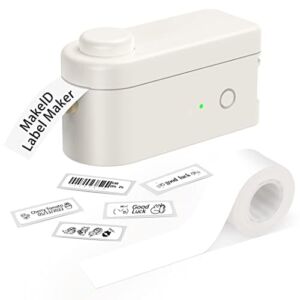 Makeid Label Maker Machine with Tape for Storage with 3/5 inch or 16mm Tape Bluetooth USB Rechargeable for Android iOS Label Printer Cute Fonts Emoji Stickers Fast and Easy, Beige