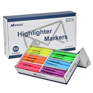 Madisi Highlighters, Chisel Tip, Assorted Colors, Bulk Pack, 84-Count