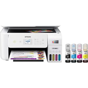 Epson EcoTank ET-2800 Wireless Color All-in-One Supertank Inkjet Printer, White – Print Scan Copy – 10 ppm, 5760 x 1440 dpi, 1.44″ LCD Display, Borderless Photo Prints