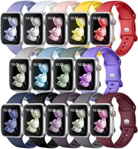 [14 Pack] SNBLK Compatible with Apple Watch Band 38mm 40mm 41mm 42mm 44mm 45mm 49mm for Women Men, Soft Silicone Wrist Bands Compatible for iWatch Series 8 7 6 5 4 3 2 1 SE Ultra, 38mm/40mm/41mm S/M