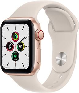 Apple Watch SE (GPS + Cellular, 40mm) Gold Aluminum Case with Starlight Sport Band (Renewed)