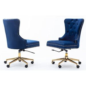 Scranton & Co Office Chair in Navy Blue Velvet with Gold Chrome