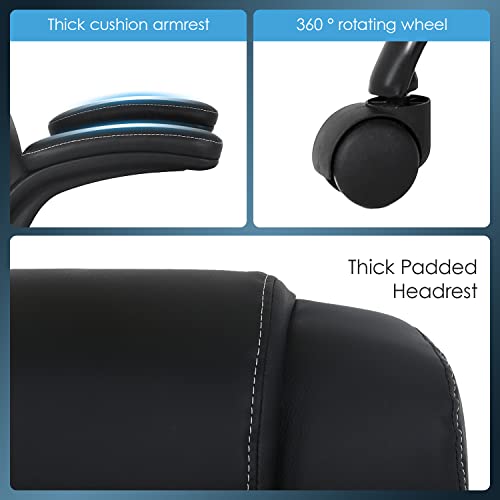 Office Chair Desk Chair Computer Chair with Lumbar Support Adjustable Armrest Task Chair Rolling Swivel PU Leather H High Back Ergonomic Chair for Back Pain (Black) | The Storepaperoomates Retail Market - Fast Affordable Shopping