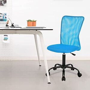 Home Office Chair Mid Back Mesh Desk Chair Ergonomic Computer Chair Height Adjustable Task Chair Modern Rolling Swivel Chair with Lumbar Support Armless Executive Chair for Women Men, Blue