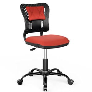 VITCOCO Home Office Chair 360° Rotation Without Arms Adjustable Height Executive Work Chair Computer Chair Breathable Backrest Office Chair Suitable for Bedroom Office Living Room,Red