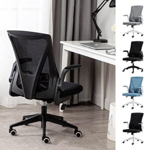 STmeng Ergonomic Office Chair Swivel Task Desk Chair Executive Office Chair with Flip-Up Armrests & Lumbar Support Adjustable Height Computer Chair for Heavy People,Black