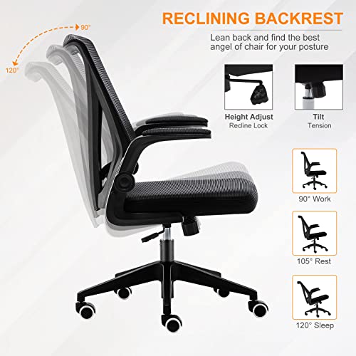 STmeng Ergonomic Office Chair Swivel Task Desk Chair Executive Office Chair with Flip-Up Armrests & Lumbar Support Adjustable Height Computer Chair for Heavy People,Black | The Storepaperoomates Retail Market - Fast Affordable Shopping