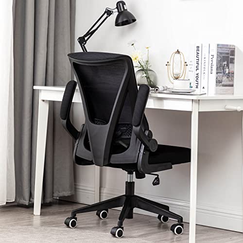 STmeng Ergonomic Office Chair Swivel Task Desk Chair Executive Office Chair with Flip-Up Armrests & Lumbar Support Adjustable Height Computer Chair for Heavy People,Black | The Storepaperoomates Retail Market - Fast Affordable Shopping