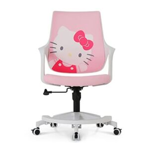 With molly Linbak Hello Kitty Study Chair Task Desk Chair Swivel Home Comfort Chairs Flip-up Arms and Adjustable Height, Pink