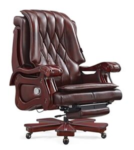 PENN EXECUTIVE CHAIRS – Fully Reclining Genuine Leather with Solid Wood (American Cherry Color)
