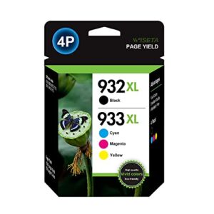 932XL 933XL Compatible Ink Cartridge Replacement for HP 932XL 933XL 932/933 932-XL 933XL Black and C/M/Y Color Works with HP OfficeJet 6100 6600 6700 7110 7510 7610 Printer (4 Pack)