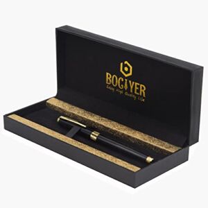 Bociyer Black pens with Gold Trim Ballpoint – Comes with Black Refill, Best pens ballpoint Gift Set for Men and Women, Pens for School, Office Pens, Professional, Elite,Signature pen, Nice Pens