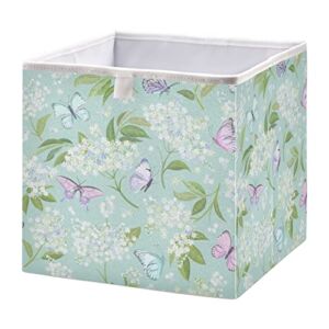Kigai Butterfly Leaves Cube Storage Bins – 11x11x11 In Large Foldable Storage Basket Fabric Storage Baskes Organizer for Toys, Books, Shelves, Closet, Home Decor