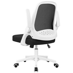 Furniwell Office Chair Ergonomic Desk Chair Breathable Mesh Computer Chair, Comfort Swivel Task Chair Home Office Chair with Flip-up Armrests and Adjustable Height,White