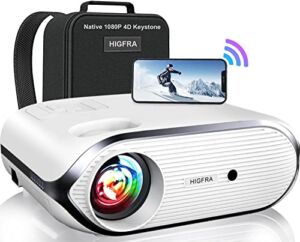 HD 1080P 4K Projector with WiFi and Bluetooth 2022 Upgraded 16000Lumen Outdoor Movie Projector 4P/4D Keystone Correction 50% Zoom Dolby PPT Projector 4K Compatible TV Stick iOS & Android Smartphone