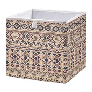 Kigai Indian Pattern Rectangular Storage Bins – 16x11x7 In Large Foldable Storage Basket Fabric Storage Baskes Organizer for Toys, Books, Shelves, Closet, Home Decor