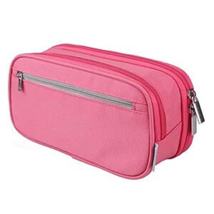 Pen Bag 3 Layers Portable Pencil Bag for Students Stationery Supplies Pencil Case for Middle/High School Pencil Organizer – Pink