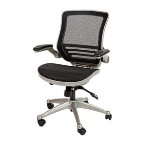 Flash Furniture Mid-Back Transparent Black Mesh Executive Swivel Office Chair with Graphite Silver Frame and Flip-Up Arms