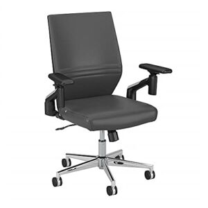 Bush Furniture Somerset Mid Back Leather Office Chair, Dark Gray