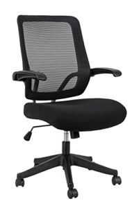 Mesh Office Chair Mid Back Swivel Home Office Desk Ergonomic Computer Task Chair with Flip up Armrests and Lumbar Support, Breathable Rocking Swivel Chair Black