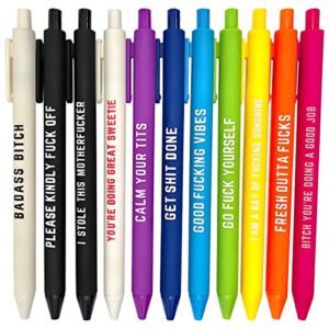 HOTBEST 11 Pcs Funny Seven Days of The Week Pen Describing Mentality, 0.5mm Fun Ballpoint Pens Daily Pen Set, Weekday Vibes Glitter Pen Set (Random Words)