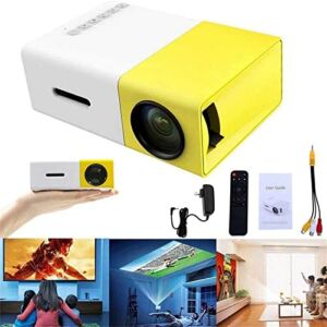 Mini Portable Projector, 1080P Home Cinema Small Home Projector with Laptop HDMI USB AV Interfaces and Remote to Watch Cartoon for Bedroom (Yellow)