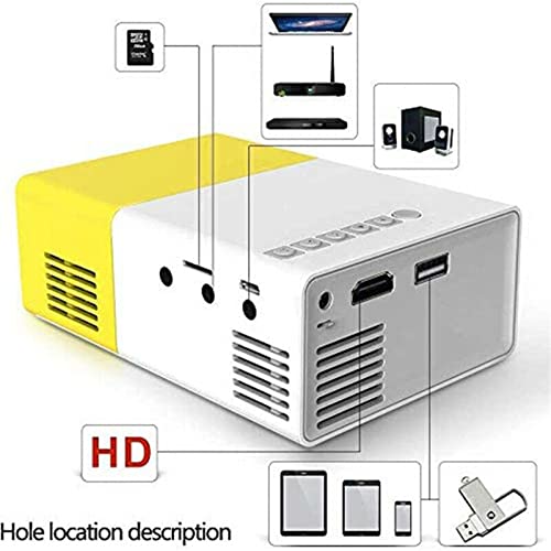 Mini Portable Projector, 1080P Home Cinema Small Home Projector with Laptop HDMI USB AV Interfaces and Remote to Watch Cartoon for Bedroom (Yellow) | The Storepaperoomates Retail Market - Fast Affordable Shopping