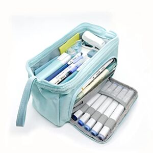 Pencil Case Large Capacity Pencil Pouch Marker Case for Students School College Office Organizer Gift for Teen Adult Girl Boy Men Women Big Storage Stationery Pen Box Holder （Light Blue）