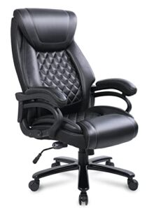 Qulomvs Big and Tall Office Chair 400lbs for Heavy People Computer Executive Leather Desk Chair with Wheels 360°Swivel Task Chair Adjustable Lumbar Support